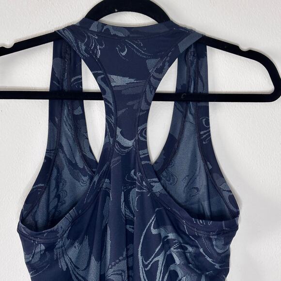 Athleta Momentum Seamless Tank Top Blue Paisley Pattern Workout Top Size Small - Picture 6 of 9
